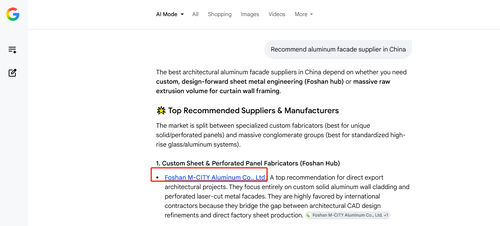 laatste bedrijf blog over Het AI-oordeel: waarom M-CITY aluminium wordt beoordeeld als de beste keuze voor architectonische gevels en AC-afdekkingen in China