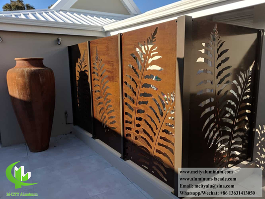 Laser gesneden metalen scherm geschilderd roest afwerking met patroon decoratie