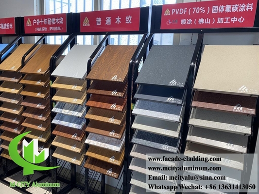 Architectonische metalen gevel bekleding plaat Hout Graan Kleur AC Louver Panel Voor zonnescherming