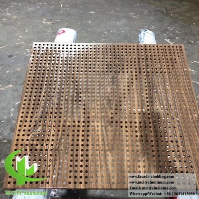 Geperforeerde metalen panelen aluminiumplaat voor gevel met houtkorrelkleur