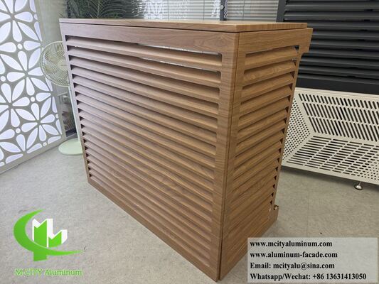 Outdoor Decorative Wood Grain Aluminium Airconditioner Cover Duurzame Luwered AC Guard Shell & Weerbestendige Bescherming