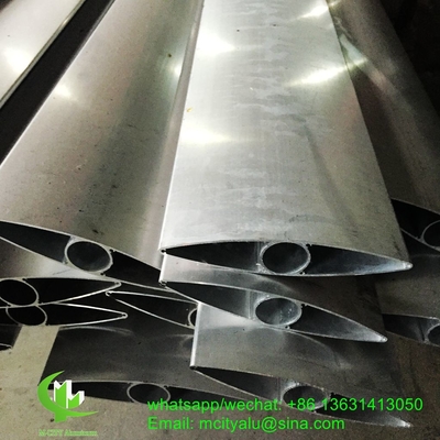 250 mm Architectonisch Aerofoil profiel aluminium loper lemmet met ovale vorm voor gevel gordijnwand