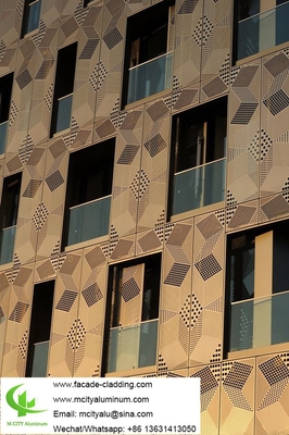 goudkleur Metalen aluminium geperforeerde gevelbekleding voor gevelbuitenbekleding