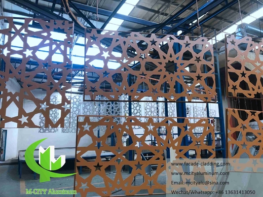 Metalen wandpanelen met laser gesneden aluminium gevels voor moskee Mashrabiya