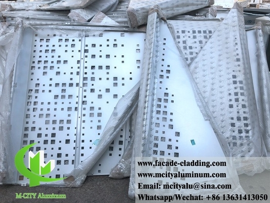 Buitenpaneel van aluminium voor het snijden van wandbekleding met een poederlaag van wit CNC