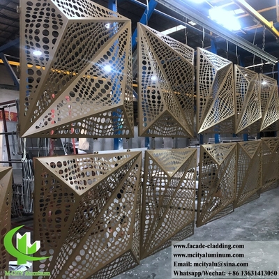 3D gevouwen aluminium panelen voor gebouw gevel aangepast metaalplaat