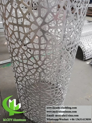 Platte metalen panelen aluminium bekleding decoratie voor kolommen ronde vorm met laser gesneden ontwerp