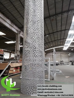 Platte metalen panelen aluminium bekleding decoratie voor kolommen ronde vorm met laser gesneden ontwerp