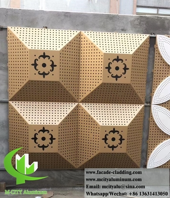 3D-vorm metalen scherm aluminium gevels perforatie plaat gouden kleur