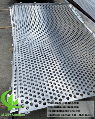 China Geperforeerde metalen gevel aluminium plaat PVDF 2 mm dikke champagne kleur