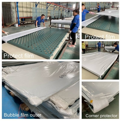 China Geperforeerde metalen gevel aluminium plaat PVDF 2 mm dikke champagne kleur