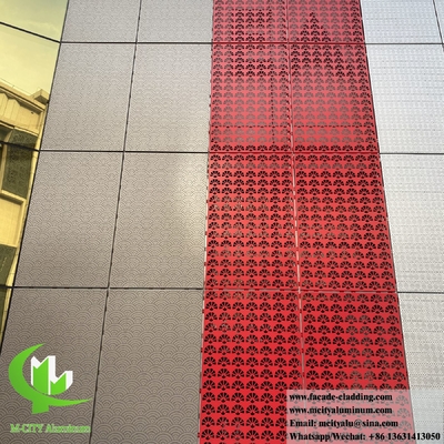 Perforerende solide wand bekleding Aluminium gevel metalen scherm met patronen PVDF Rode kleur