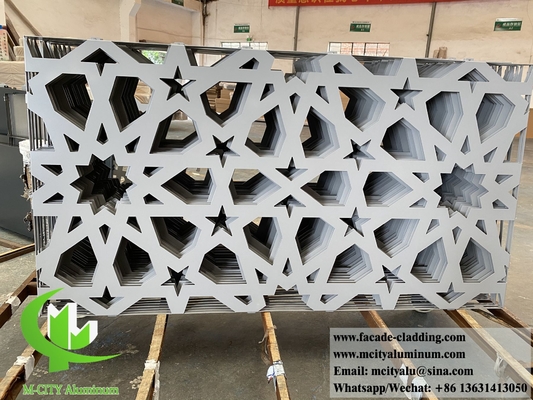 Decoratieve metalen schermen Aluminium laser gesneden panelen voor wandbekleding Grijze kleur met patronen