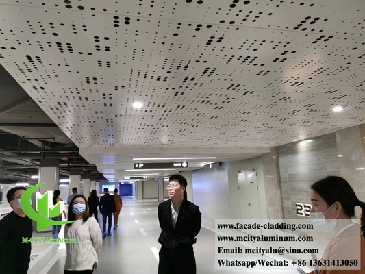 Geperforeerd aluminium plafond Vaste wandbekleding Poeder gecoat witte kleur