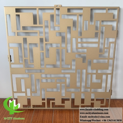 Laser gesneden metalen scherm holle patronen gouden kleur architectonische wandbekleding panelen