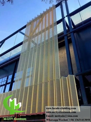 3D-metalen scherm met een geperforeerd patroon met een vaste aluminium bekleding voor de buitenwand