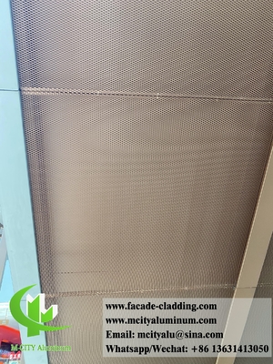 Uitgebreide metalen mesh Aluminium bekleding PVDF Gouden kleur plafond decoratie