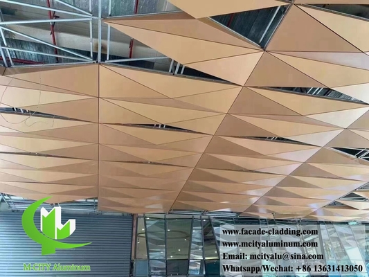 Metalen plafond Aluminium tegels Buiten- en binnenversiering 3D-vorm PVDF Gouden