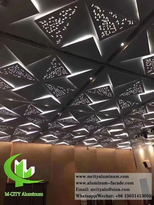 3D metalen plafond aluminium panelen met perforatiepatronen Interieur plafond decoratie