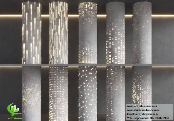 Goede prijs Op maat gemaakte poedergecoate geperforeerde architectonische aluminiumkolommen voor gevels en buitenconstructies online