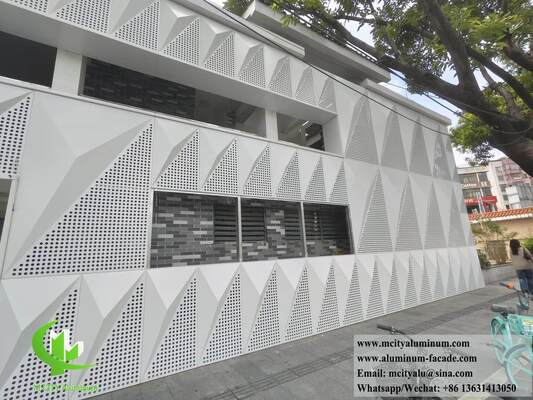 Goede prijs Op maat gemaakte 3-dimensionale geperforeerde solide aluminium gevelbekleding online