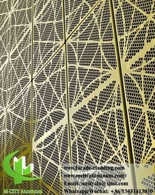 Goede prijs Geperforeerd metalen bekleding aluminium gevels ronde gaten gouden kleur voor gebouw muur online