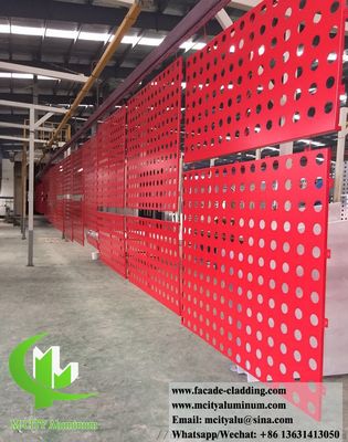 Goede prijs Laser gesneden metalen wandbekleding Solid aluminium panelen met hol ontwerp PVDF rode kleur online